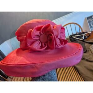 Giovannio hat Pink Shade Hat W/ Ribbon Vintage